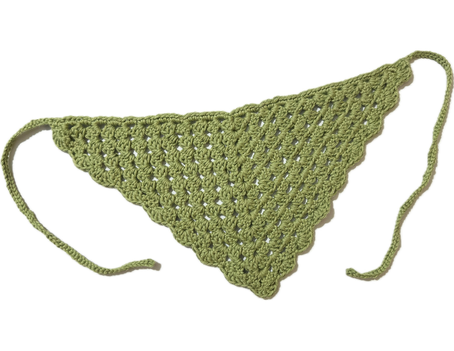 Olive Green With Ruffles Crochet Head Scarf