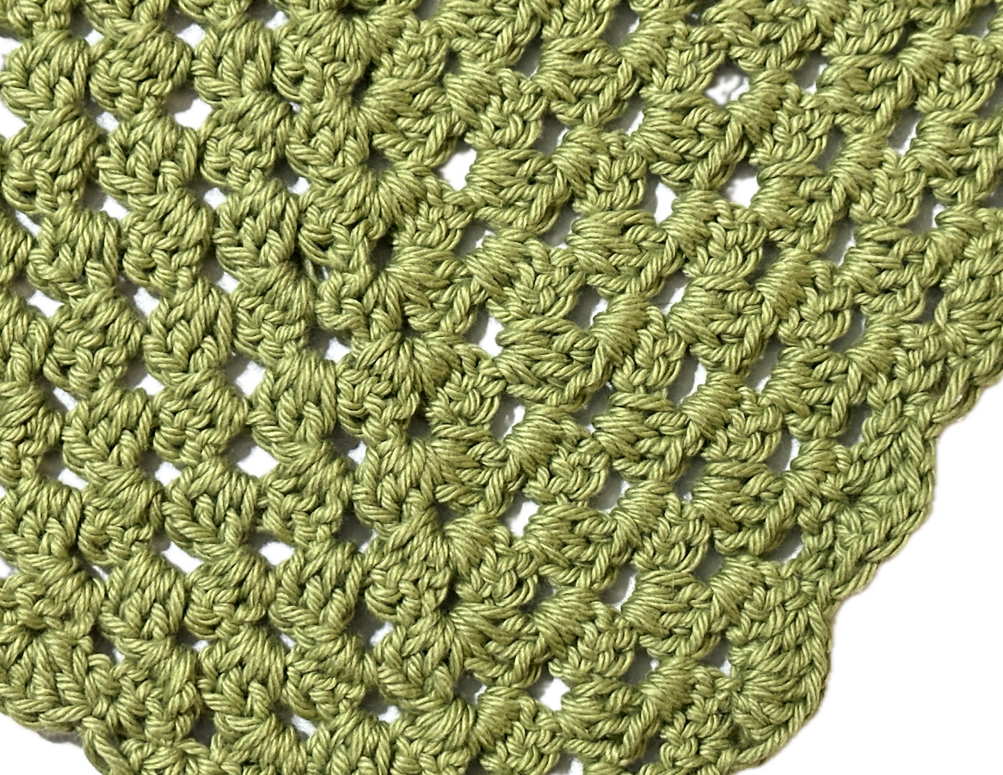 Olive Green With Ruffles Crochet Head Scarf