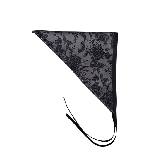 Black flowers - Head Scarf