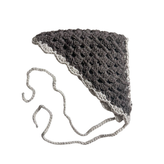 Brown Wool Ruffle Crochet Head Scarf