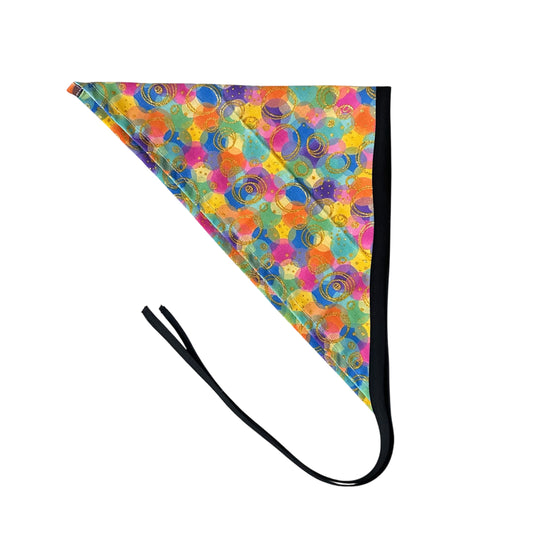 Colorful Bubbles with gold outlines - Head Scarf