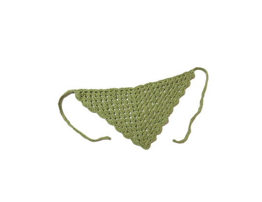 Olive Green With Ruffles Crochet Head Scarf