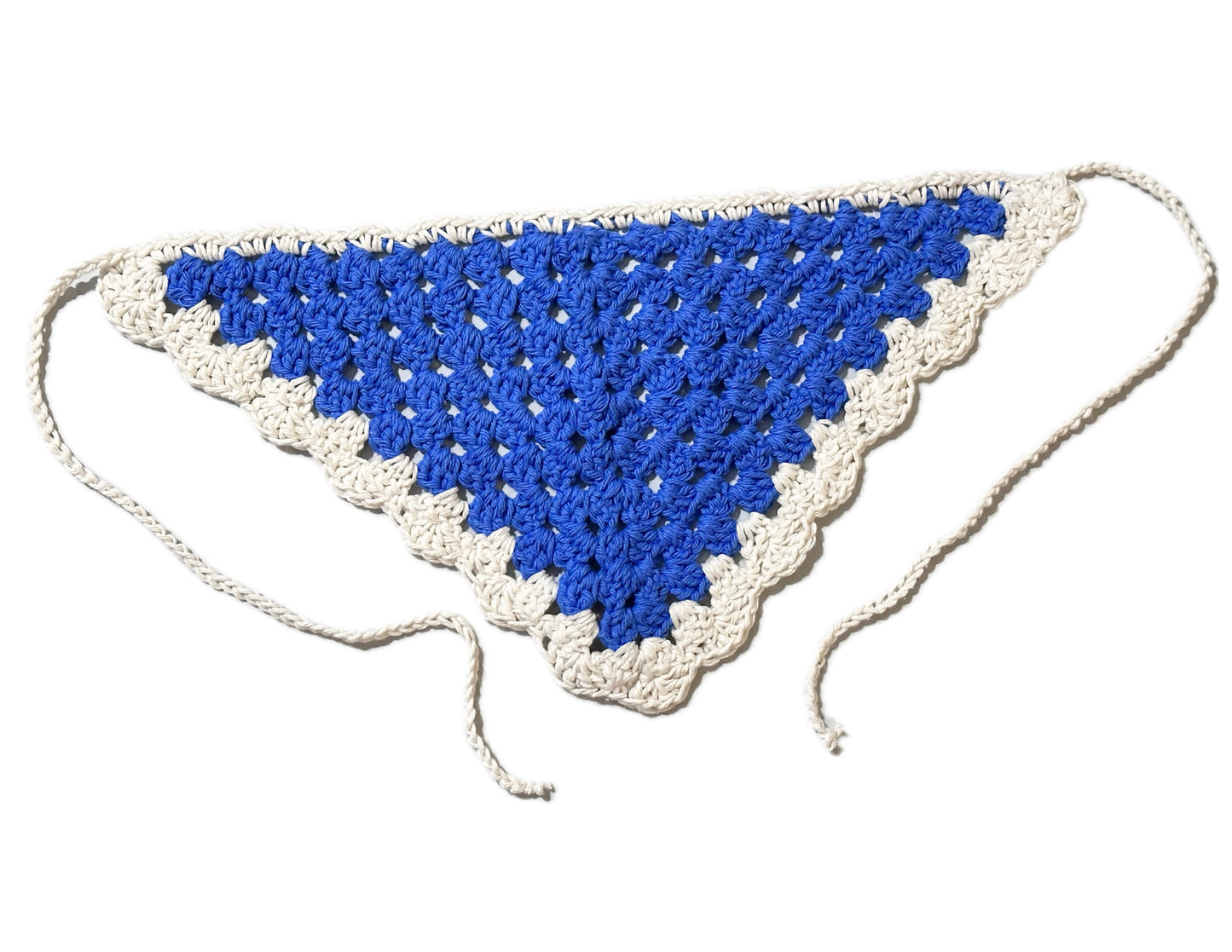 Blue With White Ruffle Crochet Head Scarf